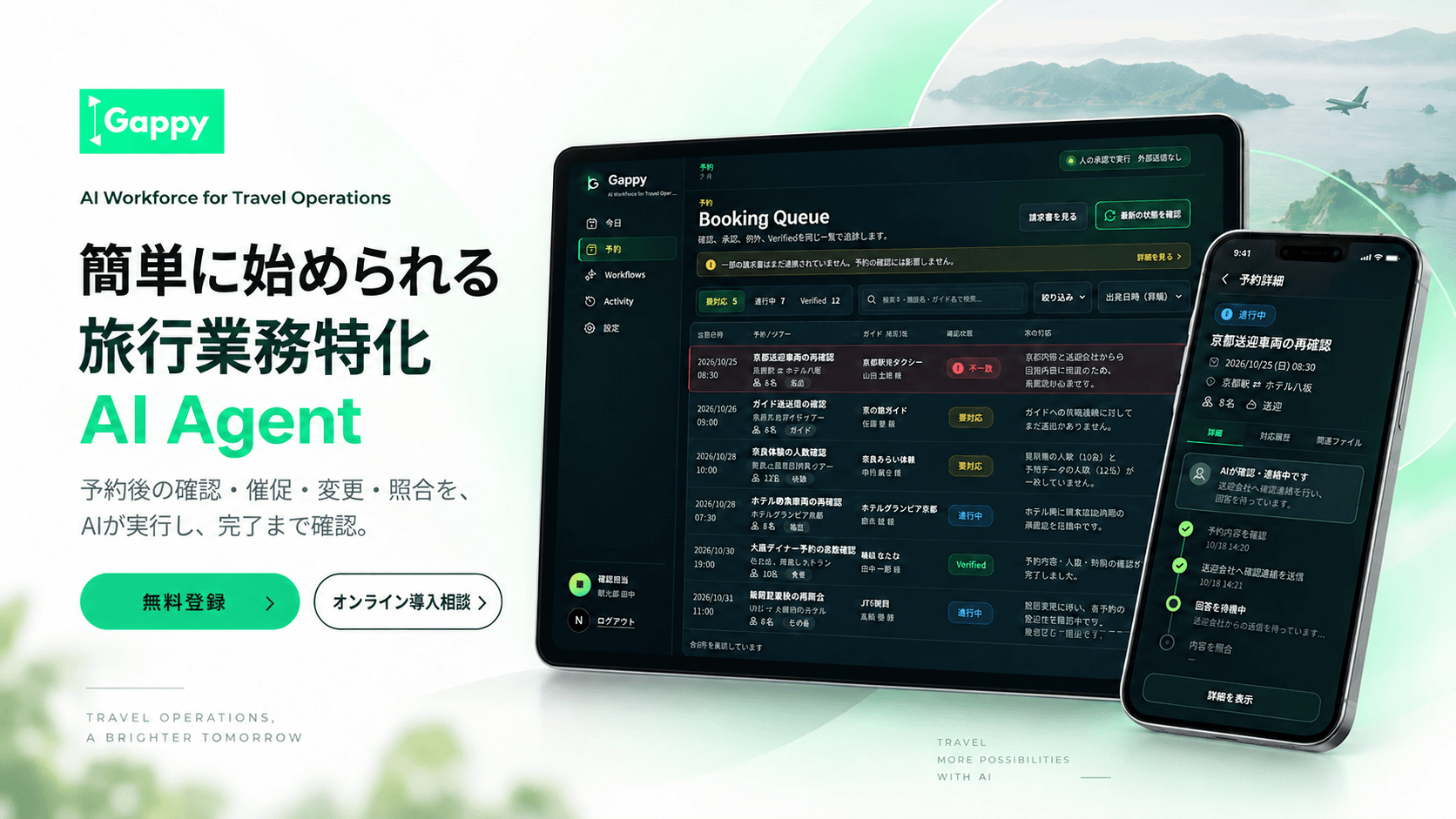 Gappyのタスク管理を表現した端末イメージ